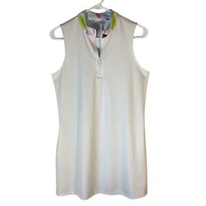 Tommy Bahama Golf Dress. Medium. White with floral mock neck. 1/4 zip Pullover